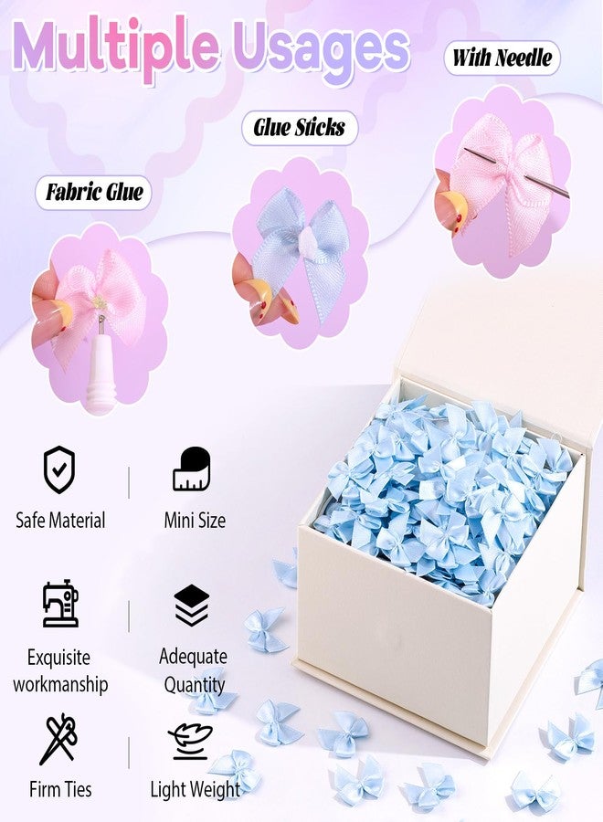 TINKRSTUFF 60PCS Tinkrstuff Blue Mini Bows for Crafts, 1 * 1 inch Fabric Small Bows for Crafting Decoration,Satin Ribbon Tiny Bow for Clothes Ornament, Cute Accessories DIY Embellishments for Crafts,Gifts,Party - Image 3