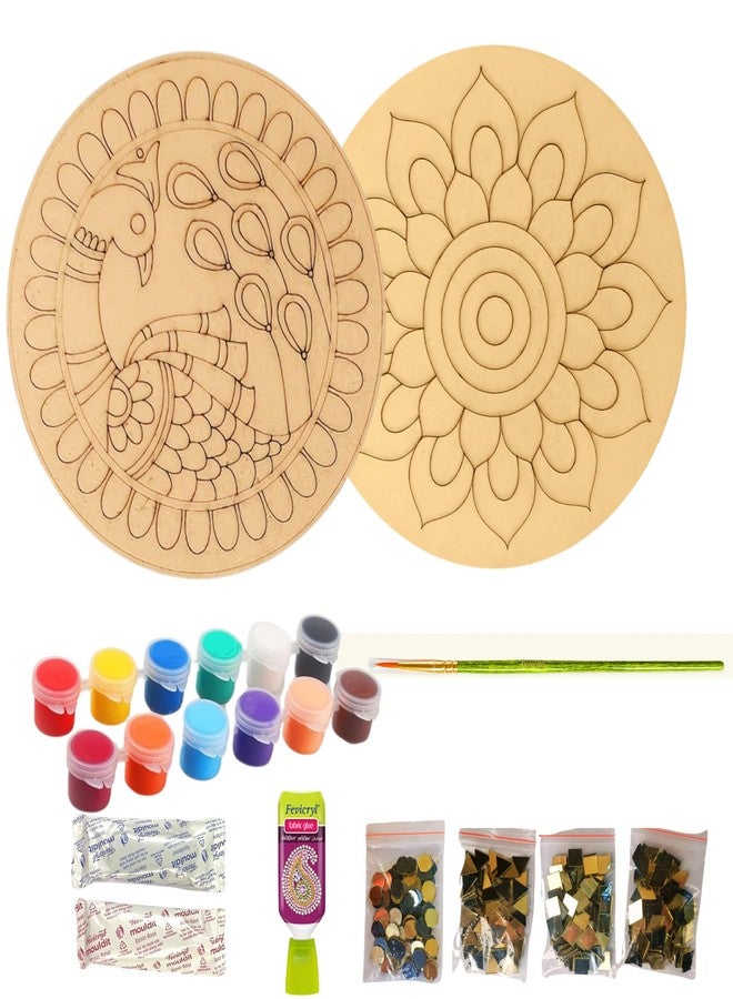 Decordial lippan DIY Art kit Adults Materials Kit with Round MDF DIY Kit Art kit for Adult madhubani lippan Art Board Wall Decor Mandala Art kit Adults Mandala Tools and lippan Tools - Image 1