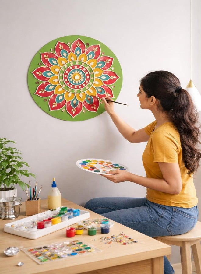 Decordial lippan DIY Art kit Adults Materials Kit with Round MDF DIY Kit Art kit for Adult madhubani lippan Art Board Wall Decor Mandala Art kit Adults Mandala Tools and lippan Tools - Image 5
