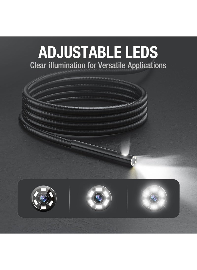 Teslong Teslong Inspection Camera, Dual Lens Borescope Camera with Light, NTS300 5" IPS Industrial Endoscope, 1080P Waterproof Flexible Mechanic Fiber Optic Snake Scope Cam for Wall Automotive Engine (16.5FT)  - Image 4