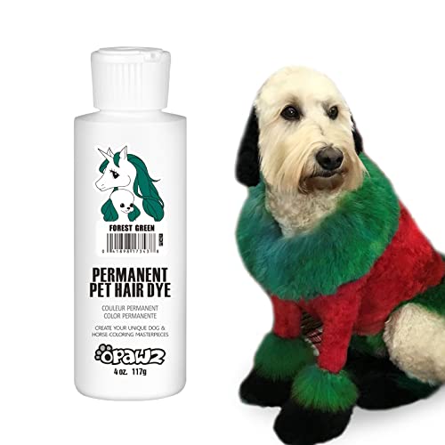 OPAWZ Permanent Dog Hair Dye, Pet Hair Dye Safely Used by Grooming Salons for a Decade, Pet Safe Dye Lasts Over 20 Washes, Bright Color for Dogs and Horses (Forest Green) - Image 1