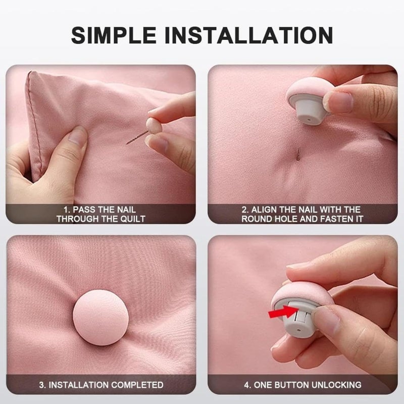 VIRAAJI Viraaji Pack of 8 Duvet Clips Cotton Mushroom Shape Duvet Clips NonSlip Cover Fixator Comforter Quilt Holder with OneKey Unlock for Blanket Bed Sheet Curtain Socks Pink  - Image 2