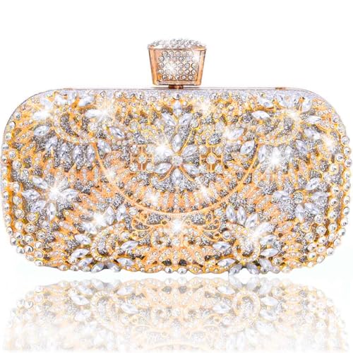 Yokawe Sparkly Rhinestone Clutch Bag,Glitter Crystal Evening Purse for Women, Prom Wedding Handbag with Detachable Chain - Image 1