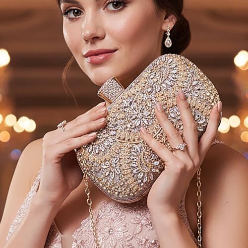 Yokawe Sparkly Rhinestone Clutch Bag,Glitter Crystal Evening Purse for Women, Prom Wedding Handbag with Detachable Chain - Image 2