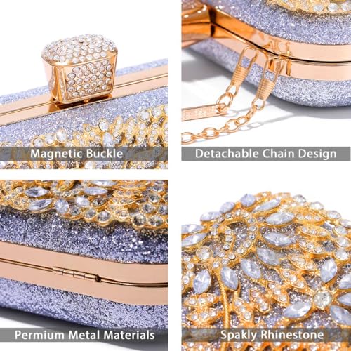 Yokawe Sparkly Rhinestone Clutch Bag,Glitter Crystal Evening Purse for Women, Prom Wedding Handbag with Detachable Chain - Image 5