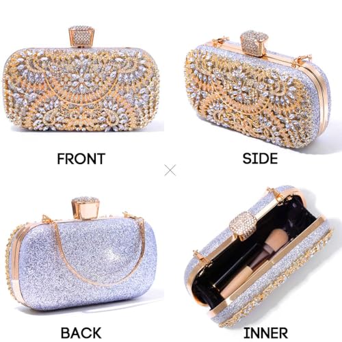 Yokawe Sparkly Rhinestone Clutch Bag,Glitter Crystal Evening Purse for Women, Prom Wedding Handbag with Detachable Chain - Image 4