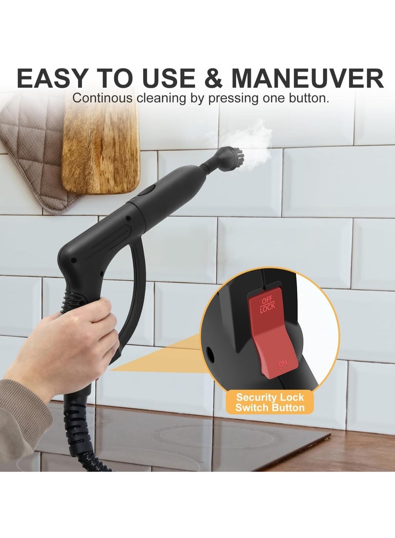 Portable Steam Cleaner with 14 Accessiores, Electric Household Steamer Chemical-Free Pressurized Cleaning for Most Floors, Counters, Appliances, Windows, Autos, and More