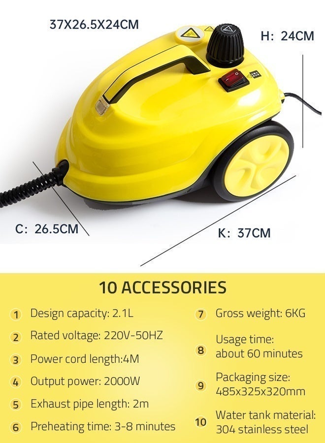 شاربدو منظف ​​بالبخار، منظف بالبخار سهل التثبيت للأثاث، سعة خزان 2 لتر، 2000 وات، ضغط بخار 5 بار لتنظيف المطبخ والحمام، يقتل 99.99% من الفيروسات والبكتيريا - Image 3