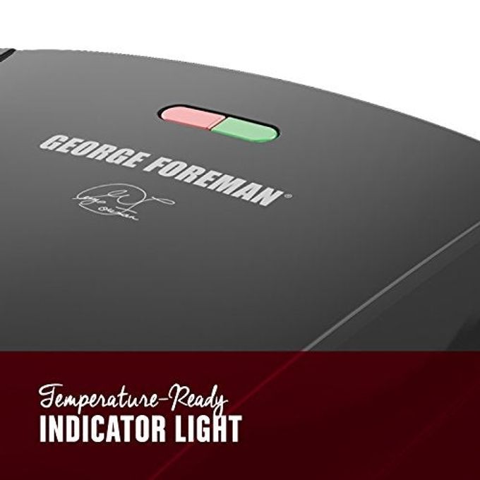 George Foreman 4-Serving Removable Plate Electric Grill And Panini Press, George Tough Non-Stick Coating, Drip Tray Catches Grease, Black - Image 5