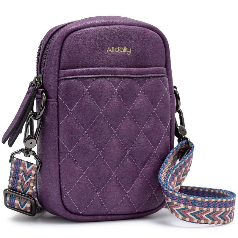 Alldaily Small Crossbody Bag for Women Vegan Leather Phone Purse with Card Slots (Purple) - Image 1