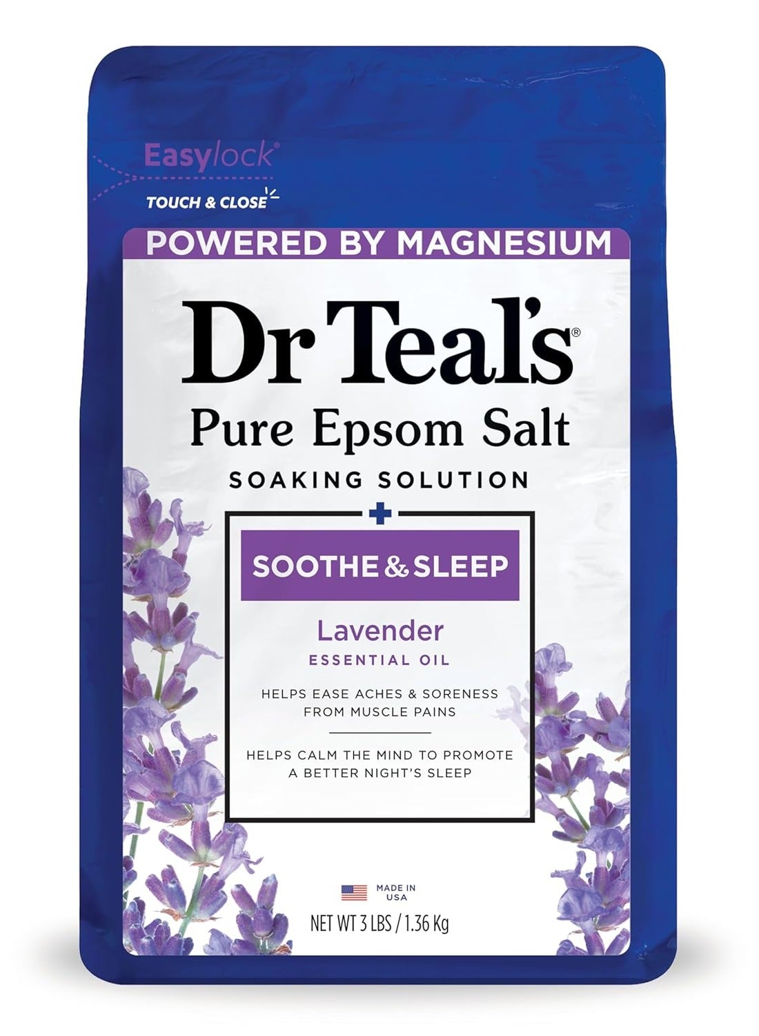 Dr Teal's Epsom Salt Soaking Solution Soothe And Sleep Lavender 3lbs