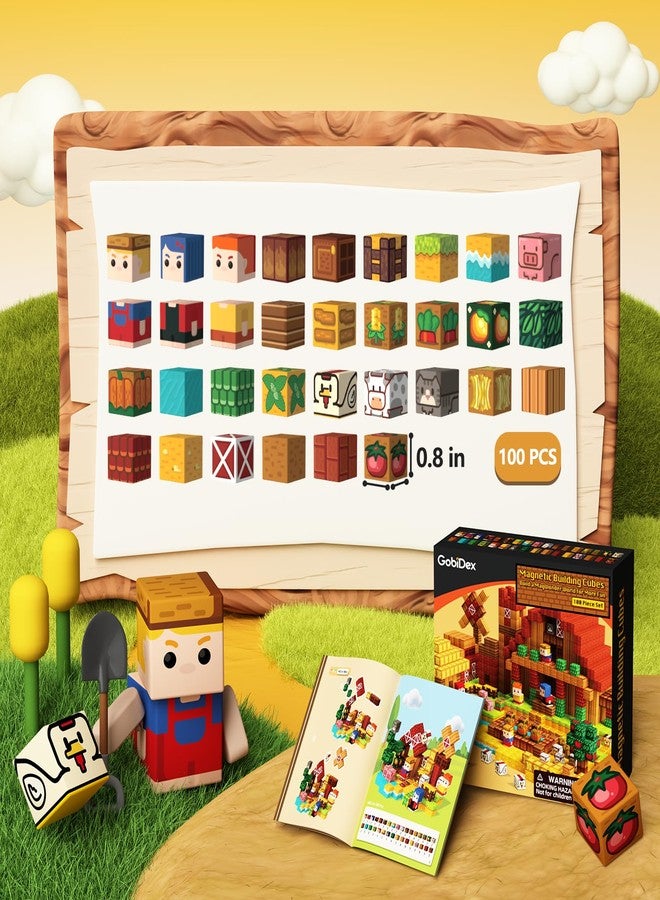idoot 100PCS Magnetic Blocks Farm Animal Toys, STEM Sensory Building Gifts for Boys and Girls - Image 2