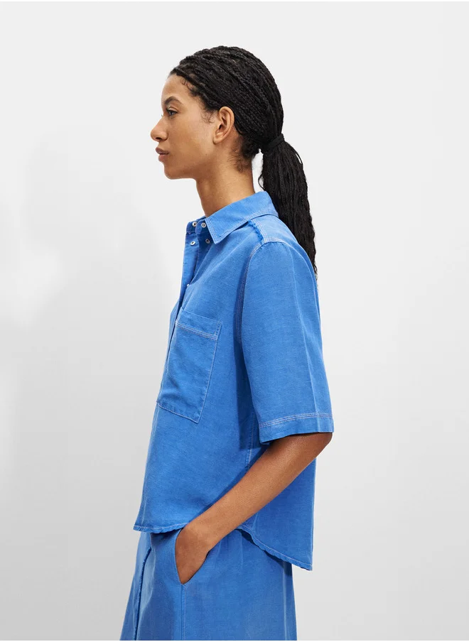 PARFOIS Short-Sleeved Shirt With Linen