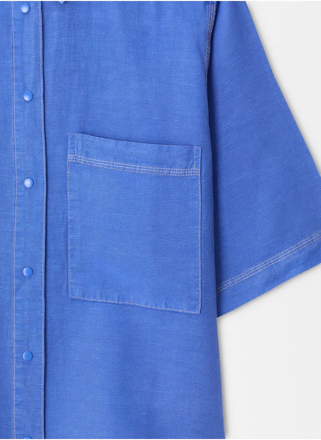 PARFOIS Short-Sleeved Shirt With Linen