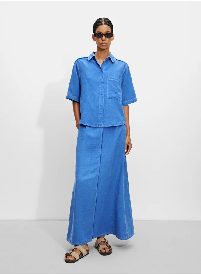 PARFOIS Short-Sleeved Shirt With Linen