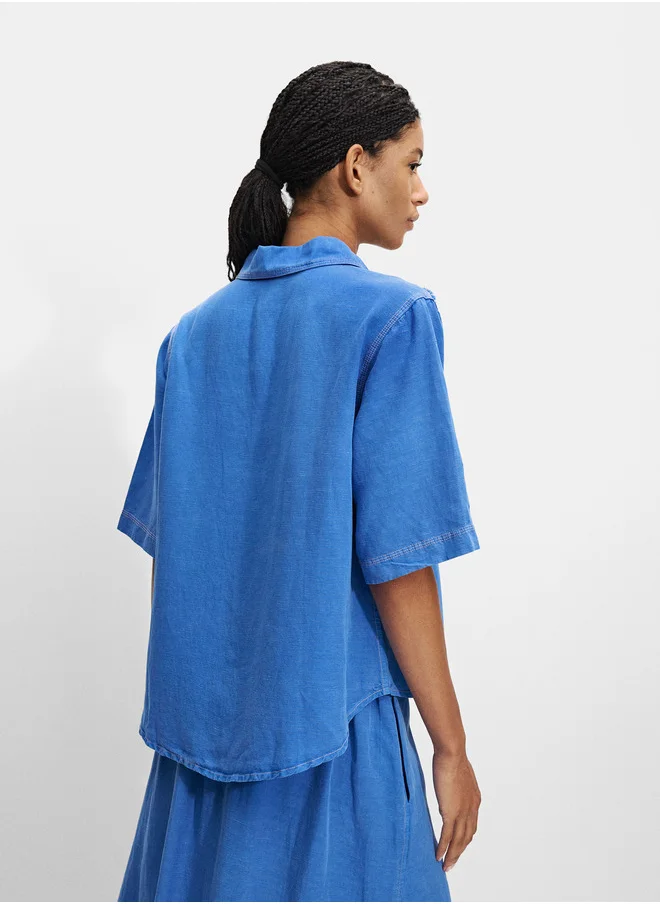 PARFOIS Short-Sleeved Shirt With Linen