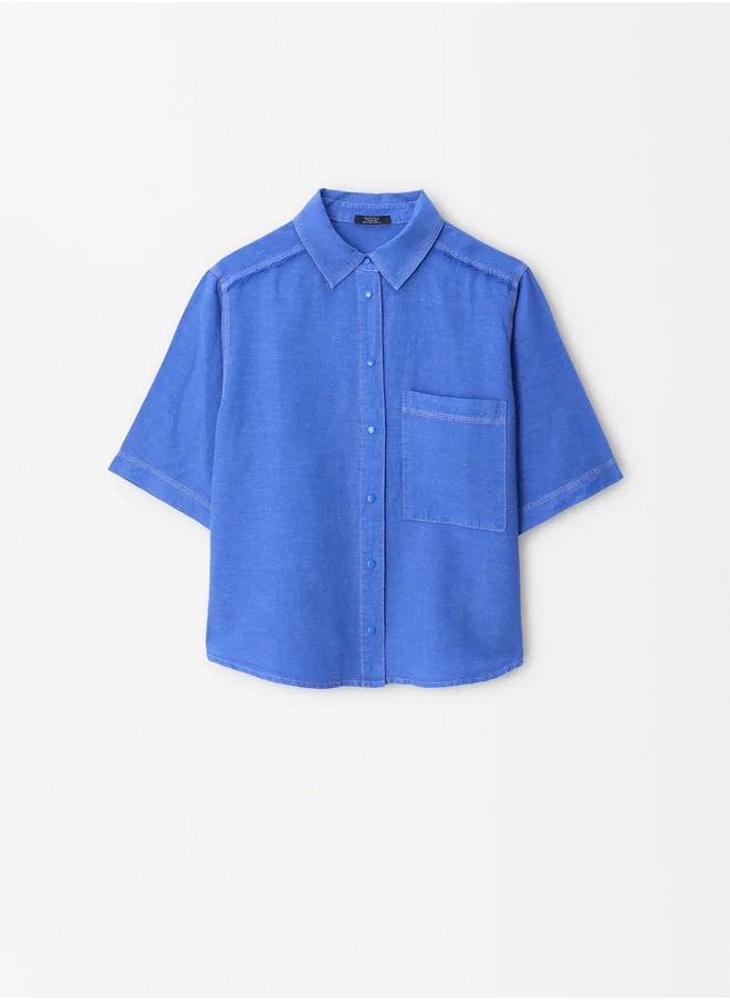 PARFOIS Short-Sleeved Shirt With Linen