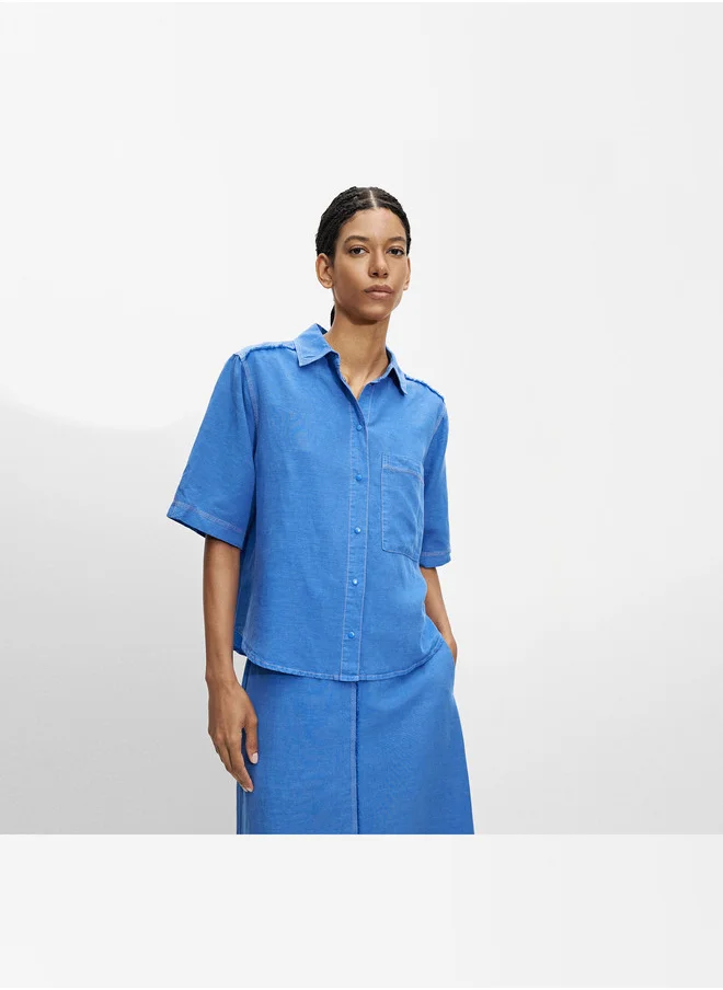 PARFOIS Short-Sleeved Shirt With Linen