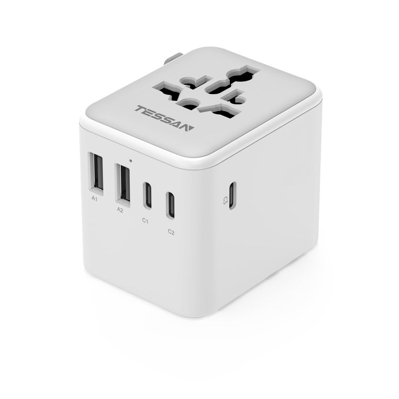 تيسان TESSAN Universal Travel Adapter, 28W Worldwide Plug with 2 USBA and 3 USBC - Image 1
