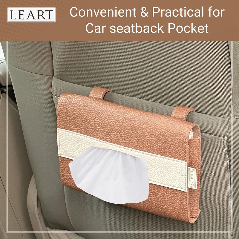 LeArt Car Tissue Holder Leather – Visor Tissue Box Holder for Car | Tissue Box for Car | Car Accessories Interior | Car Tissue Box | Visor Tissue Box Holder (Caramel Visor) - Image 2