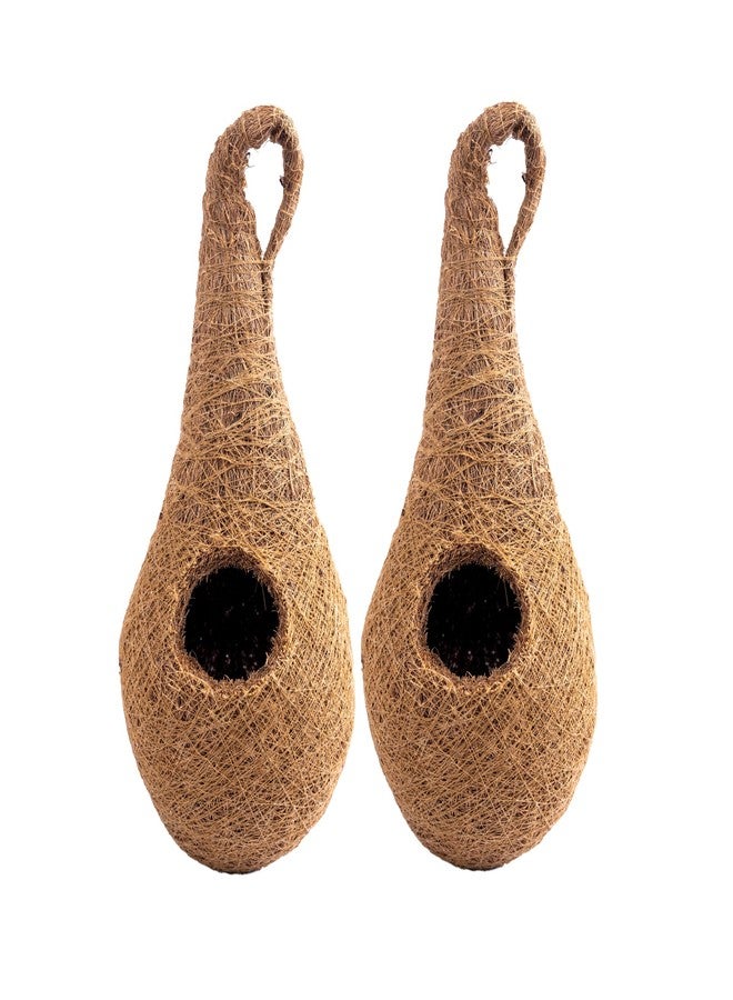 Sparrow Daughter Handwoven Coir Bird Nest - Natural Hanging Birdhouse for Sparrows, Finches, Java Sparrows & Other Small Birds, Ideal for Gardens, Balconies & Trees, (Pair of 1)(* 2 pcs) - Image 1
