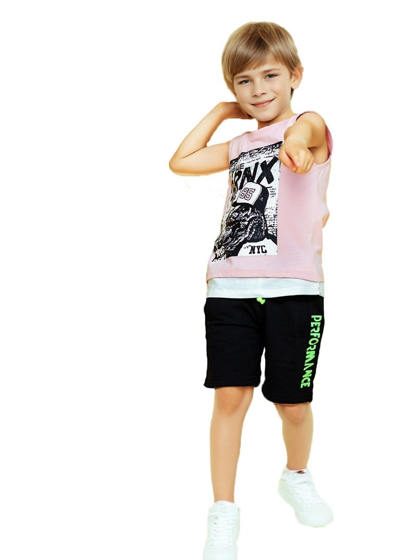 WiNi BEE Boys shorts Children's summer clothes Toddler knee-length pants Neon green printed sport trousers 2 4 6 Years  - Image 2