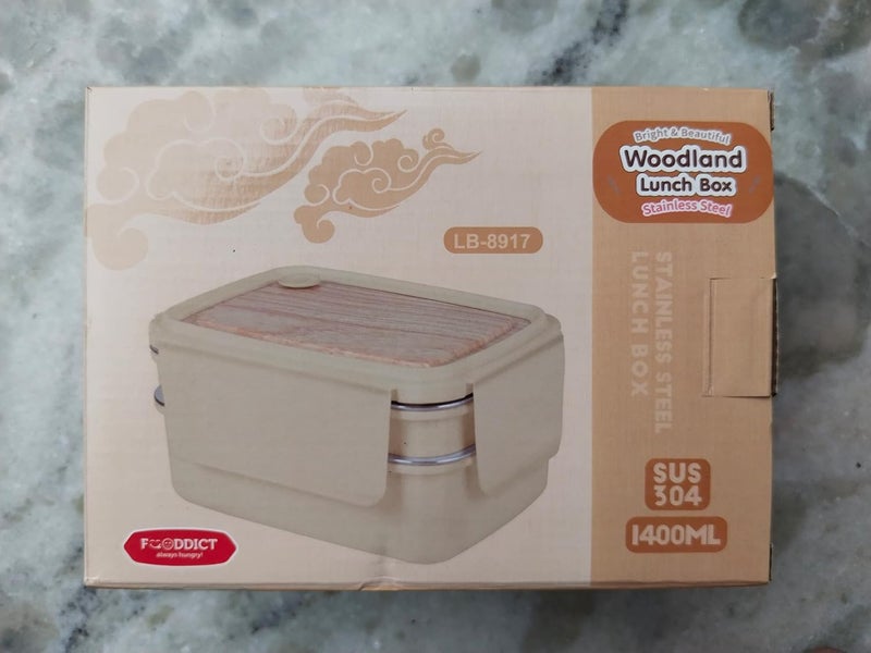 REMANG 2 layer SS Bento Lunch Box Insulated Thermal 3 Compartment Tiffin Box for KidsAdult Snacks Box School Office PicnicBeige - Image 2