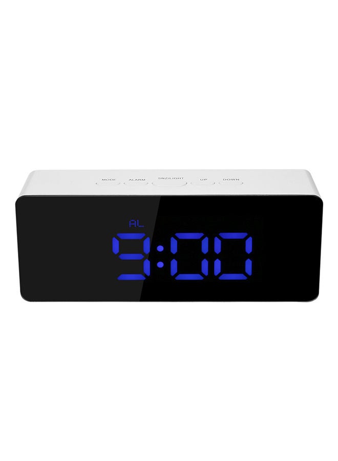 NIBEMINENT Digital LED Mirror Clock USB And Battery Operated 12H/24H °C/°F Display Alarm White - Image 1