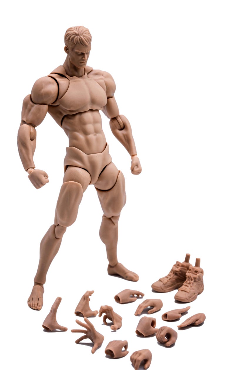 Fremego 112 Scale Male Action Figure6inch Super Flexible Strong Muscular Figure Miniature Figures Body Doll with Interchangeable Hands and Accessories Collection Yellow Skin - Image 3