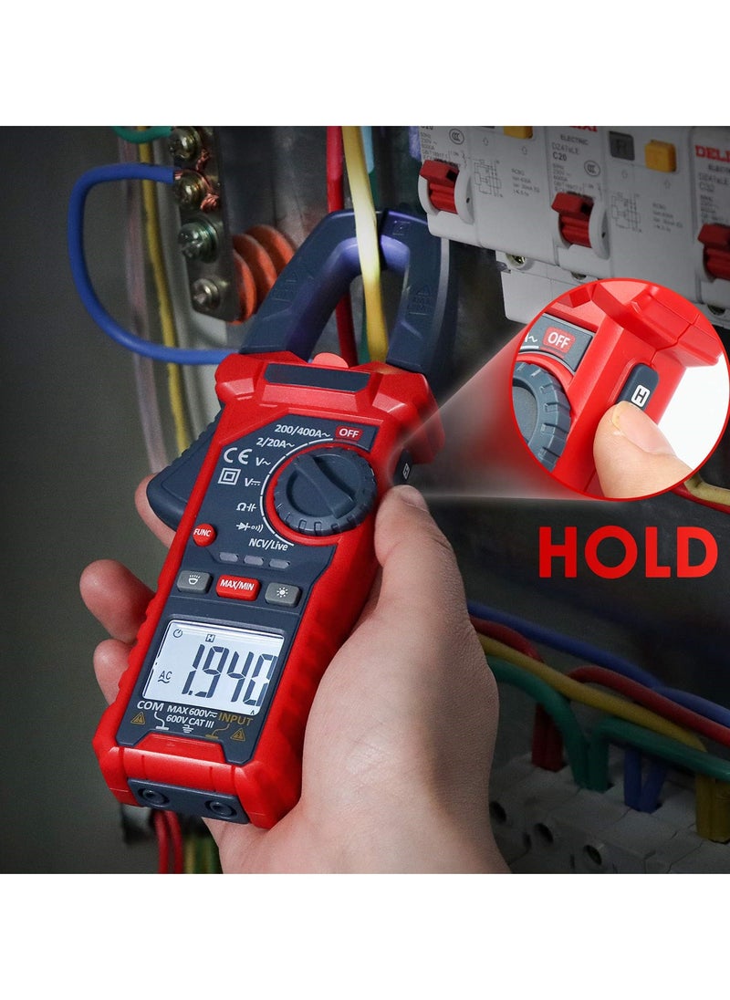 SYOSI - SYOSI Digital Clamp Meter, 2000 Counts Voltage Tester, Auto-ranging Clamp Meter for AC/DC Voltage, AC Current, Resistance, Capacitance, Continuity, Live Wire Test, Non-Contact Voltage Detection - Image 1