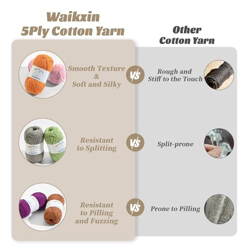 Waikxin Fluffy Cotton Yarn for Crocheting - 524.9yds / 7.05oz Baby Yarn for Crocheting Soft - 100% Milk Cotton Yarn 5 Ply Crochet Amigurumi Yarn for Crafts&Puzzle/Socks/Hats(4 Beige) - Image 3