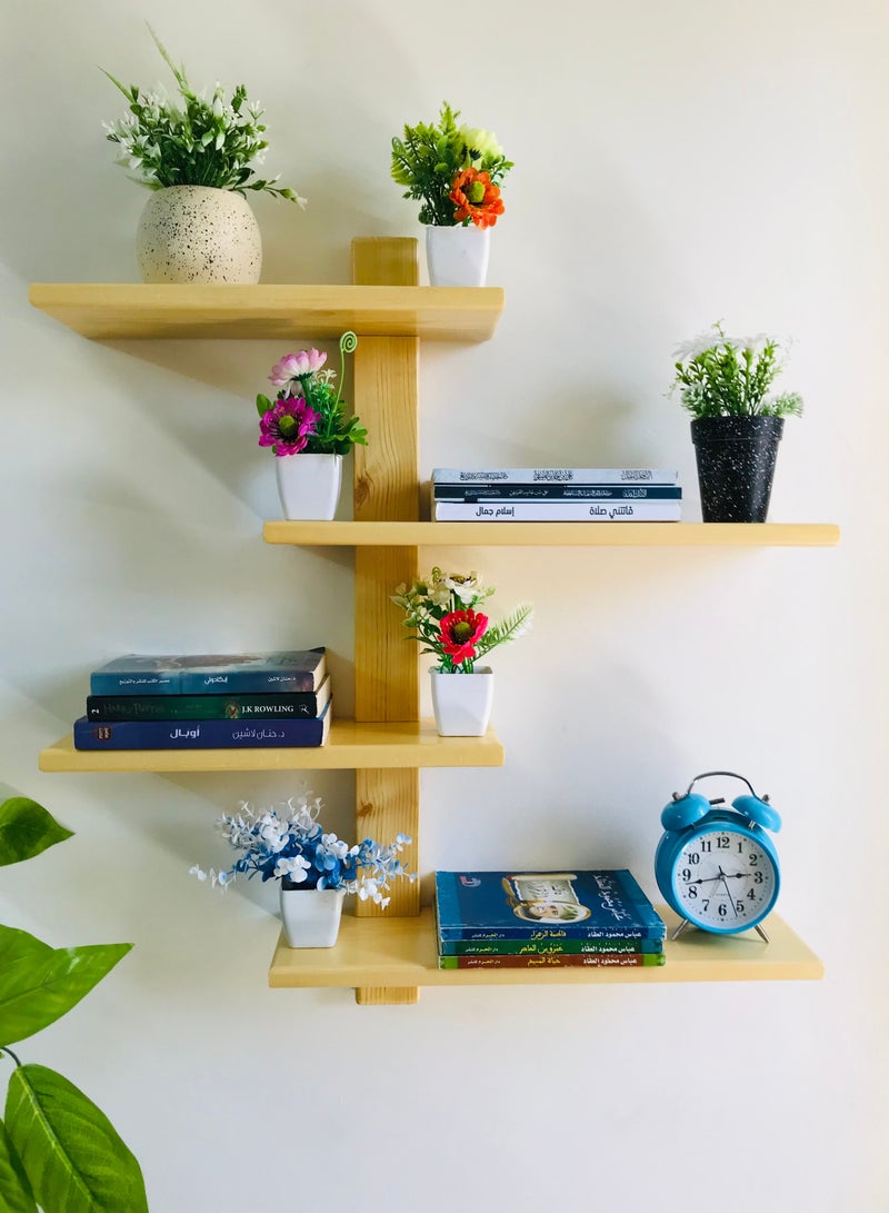 4 decorative shelves made of high-quality natural musky wood, insulated with more than one layer of service and transparent paint to preserve the quality, beauty and color of the natural wood, 50/40 cm  - Image 1