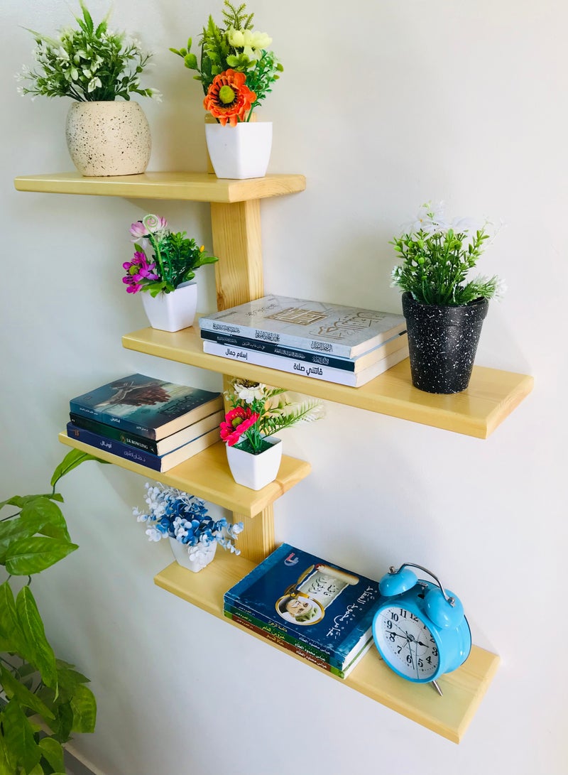 4 decorative shelves made of high-quality natural musky wood, insulated with more than one layer of service and transparent paint to preserve the quality, beauty and color of the natural wood, 50/40 cm  - Image 3