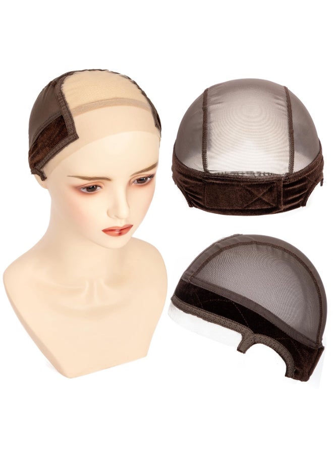 koskusder Lace Wig Caps for Women Wig Caps with Grip Band for Keeping Wigs in Place Glueless Wig Grip Cap with 4x5 Transparent Lace Wig Caps NonSlip Adjustable Elastic Headband 1pcsbrown - Image 2