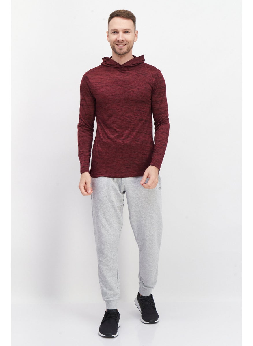 RBX Men Performance Fit Long Sleeve Training Hoodie, Maroon  - Image 3
