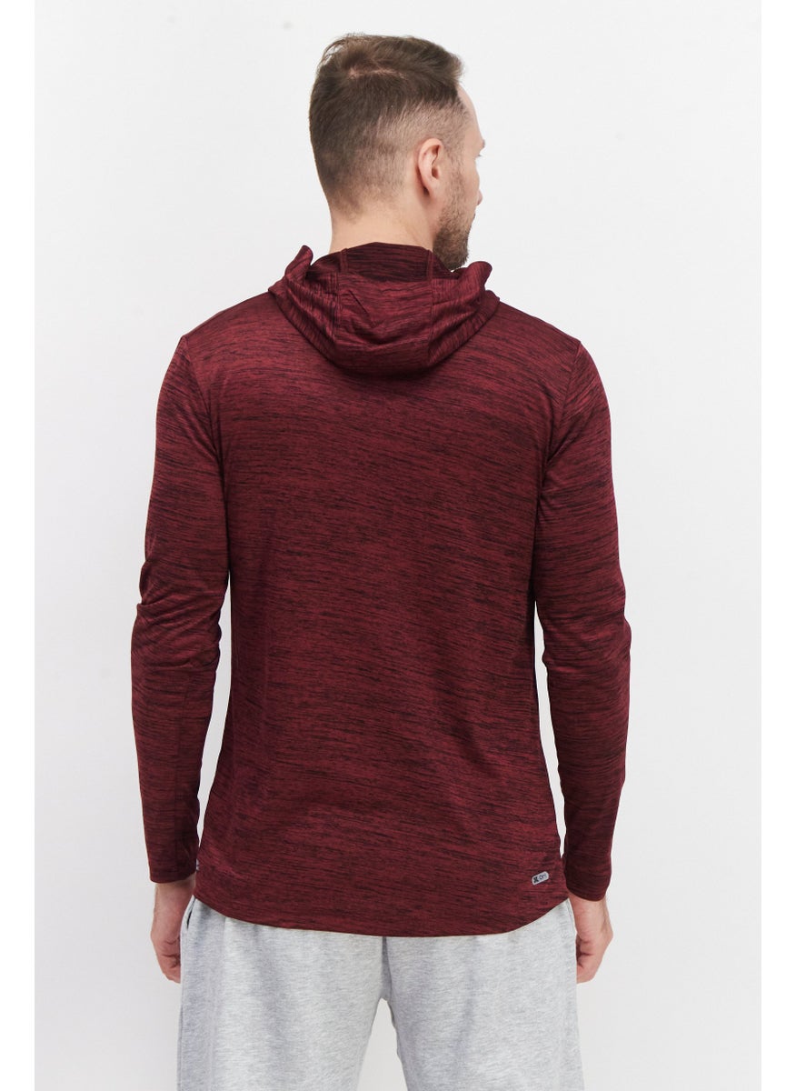 RBX Men Performance Fit Long Sleeve Training Hoodie, Maroon  - Image 4
