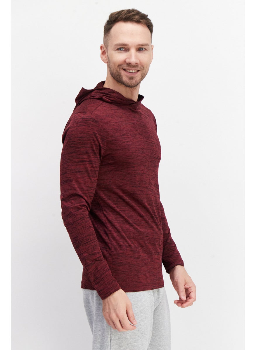 RBX Men Performance Fit Long Sleeve Training Hoodie, Maroon  - Image 2