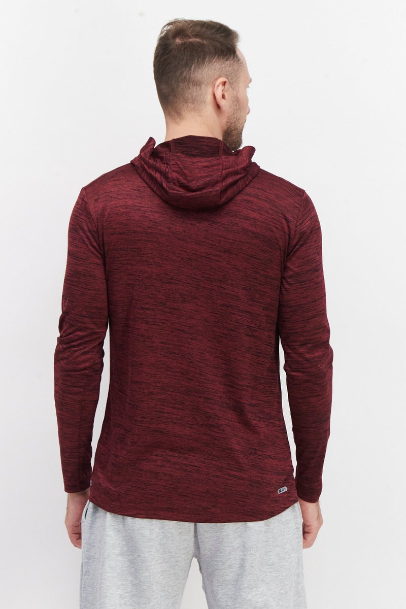 RBX Men Performance Fit Long Sleeve Training Hoodie, Maroon - Image 4