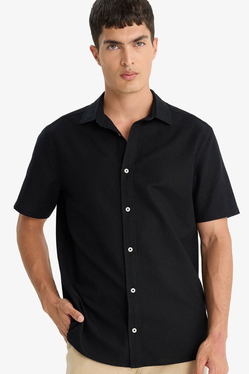 DeFacto Black Man Regular Fit Polo Neck Cotton Short Sleeve Shirt Casual - Image 1