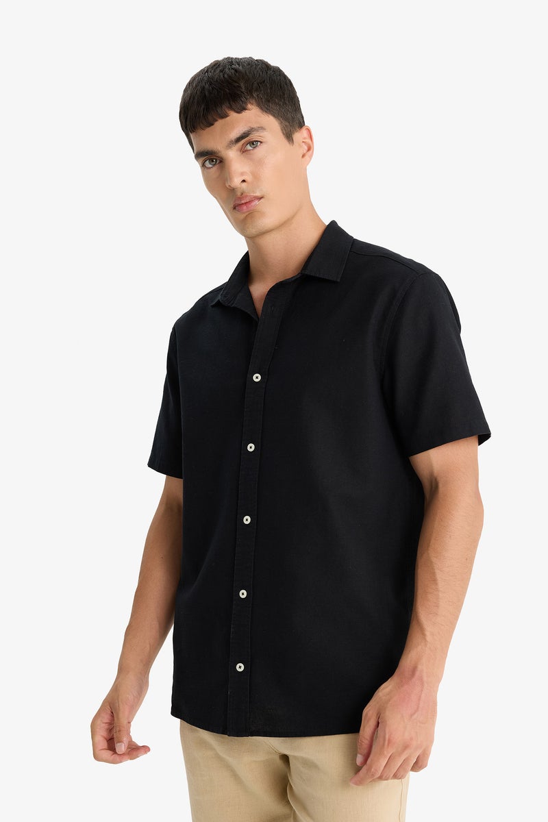 DeFacto Black Man Regular Fit Polo Neck Cotton Short Sleeve Shirt Casual - Image 3