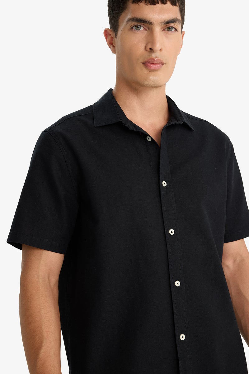 DeFacto Black Man Regular Fit Polo Neck Cotton Short Sleeve Shirt Casual - Image 4