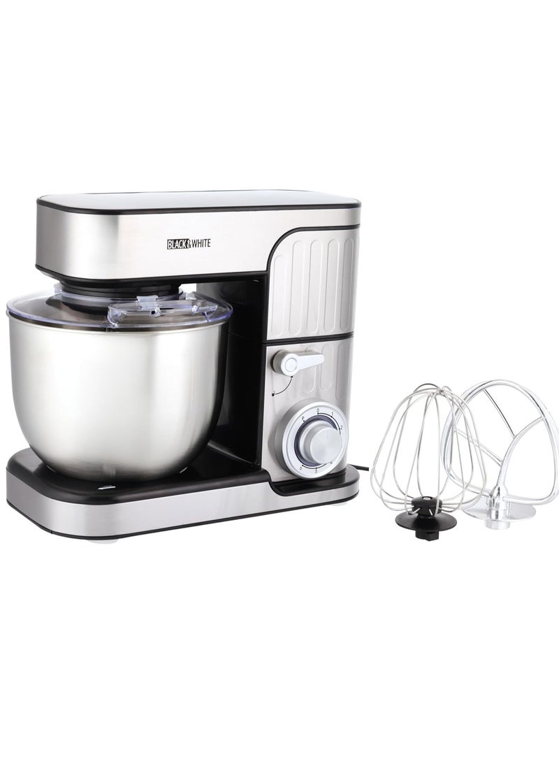 Black & White - Black & White 1300W 5.5L 6 Speed ​​Dough Mixer, Silver, SC-217 - Image 1