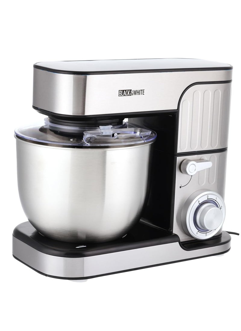 Black & White - Black & White 1300W 5.5L 6 Speed ​​Dough Mixer, Silver, SC-217 - Image 1