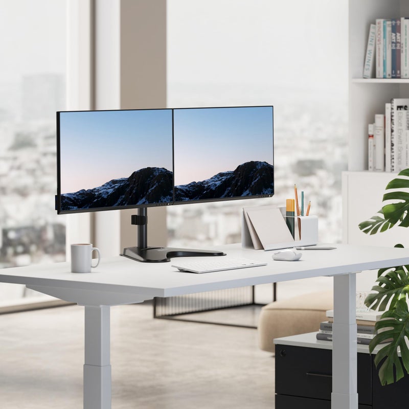 Mount-It! Dual Monitor Stand for Desk, Free Standing Monitor Mount for 2 Screens up to 32â€, Height Adjustable with Tilt, Swivel & Rotation, VESA 75x75 & 100x100 - Image 5