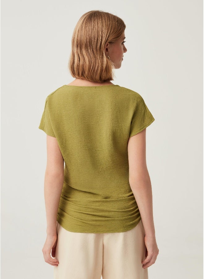 Ovs Ovs Womens Cowl Neck Ruched Side Seam T-Shirt - Image 3