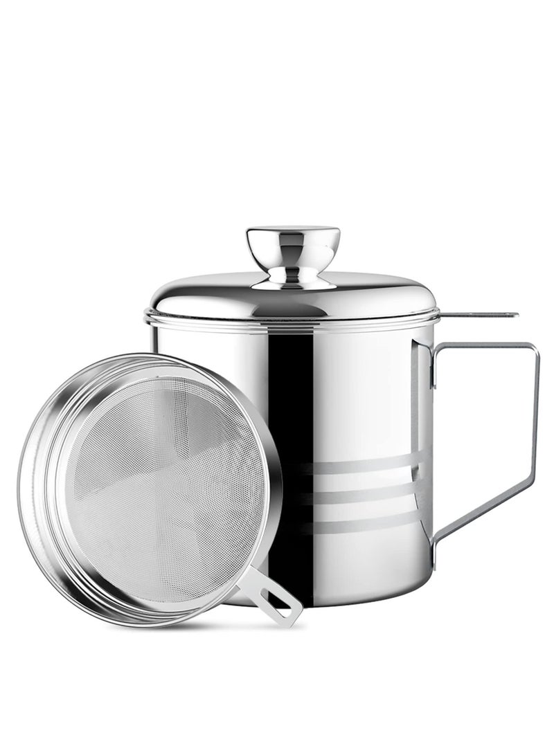Y&D 1.2L Oil Strainer Container  Stainless Steel Kitchen Cooking Storage Pot Grease Keeper with Detachable Fine Mesh Filter  - Image 1