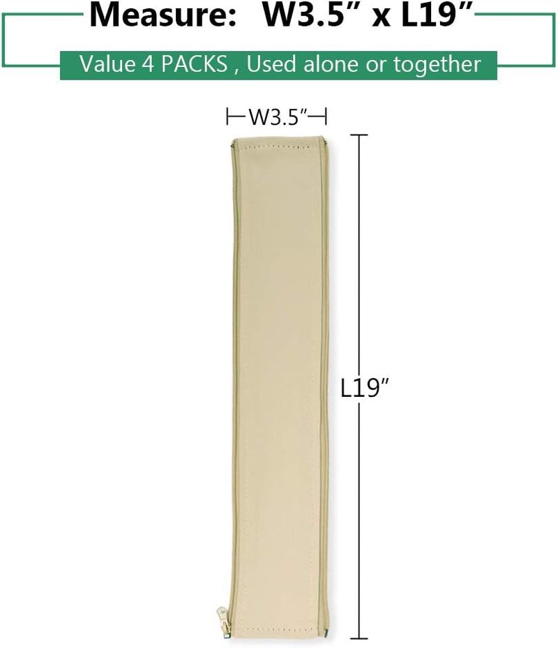 StangH Cable Management Sleeve Organizer - 19 Inch Home and Office Zip-up Cable Sleeve Wire Organizer Flexible Cord Concealer Wrap, Electrical Cord Covers for TV/Computer/Desk, 4 Pieces -Beige - Image 2