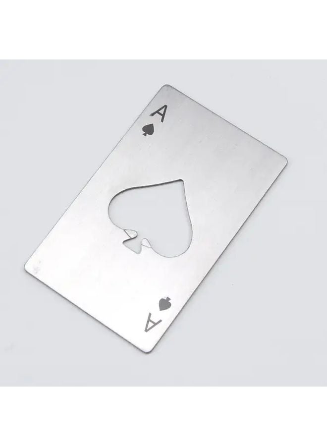 فتاحة زجاجات من الفولاذ المقاوم للصدأ بلون فضي بتصميم الآس البستوني - أداة متينة لطاقم الخدمة - Image 1