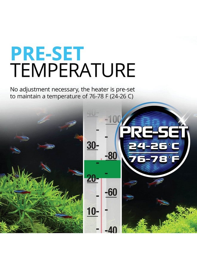 Fluval Fluval P50 Submersible Aquarium Heater - 50W, Preset 76-78°F for Freshwater & Saltwater Tanks up to 15 Gal, Shatterproof, Fully Submersible, LED Indicator, Durable & Safe Fish Tank Heater - Image 2