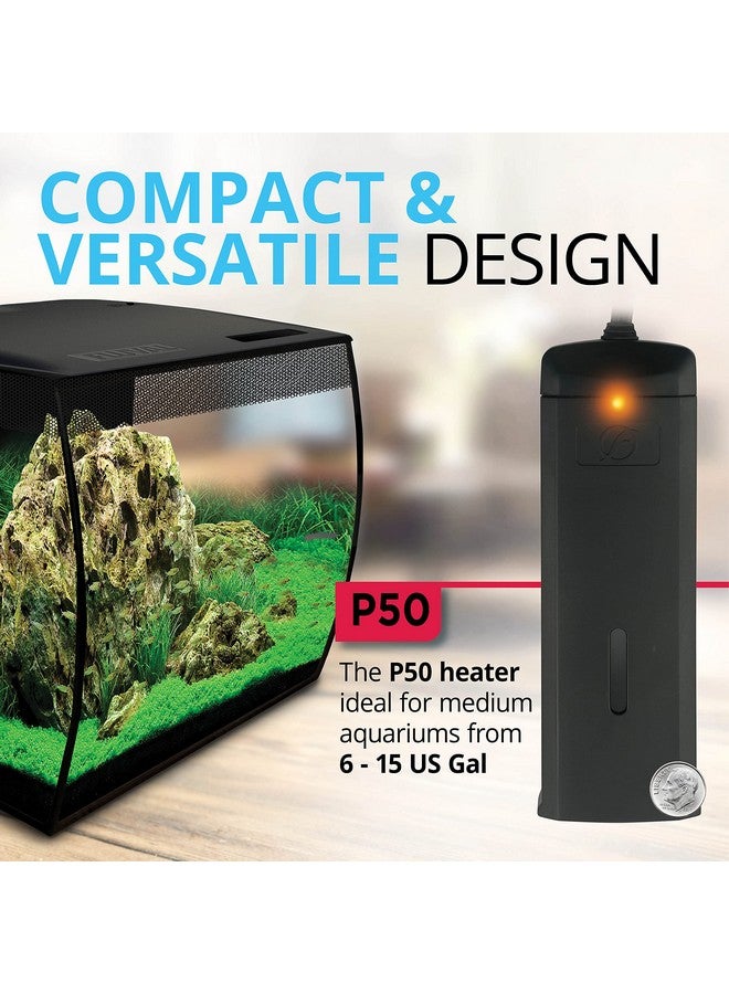 Fluval Fluval P50 Submersible Aquarium Heater - 50W, Preset 76-78°F for Freshwater & Saltwater Tanks up to 15 Gal, Shatterproof, Fully Submersible, LED Indicator, Durable & Safe Fish Tank Heater - Image 4